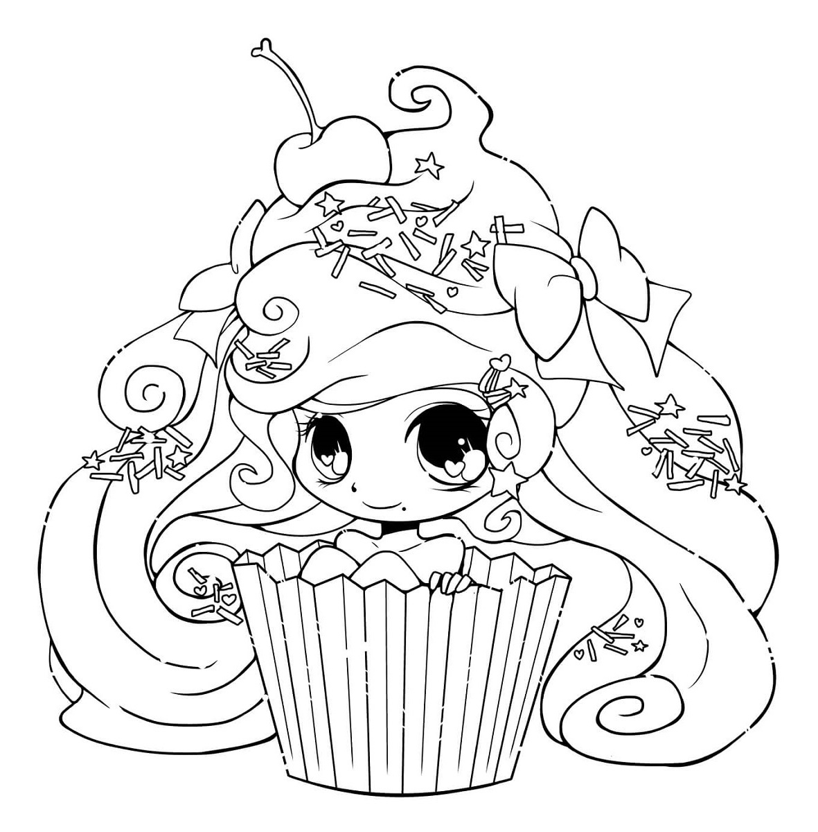 Chibi Girl Coloring Pages Food