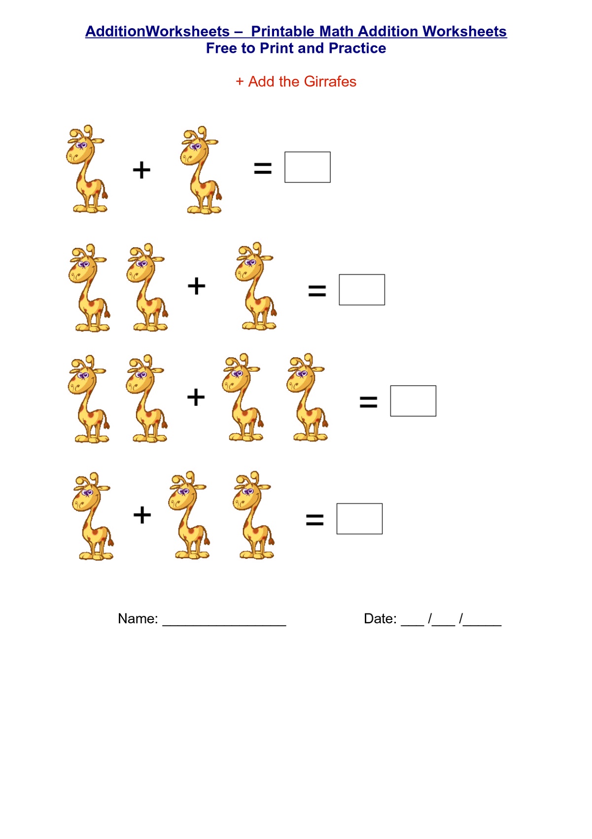 Free Easy Math Worksheets Kindergarten