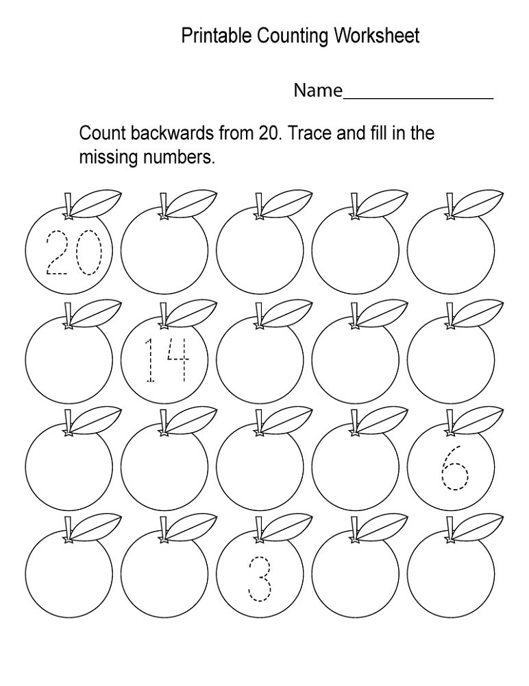 Free Kindergarten Worksheets Counting