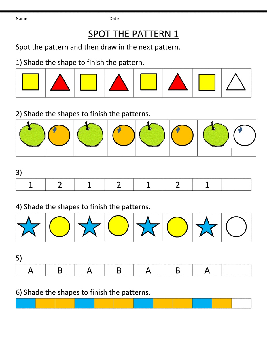 Free Kindergarten Worksheets Pattern
