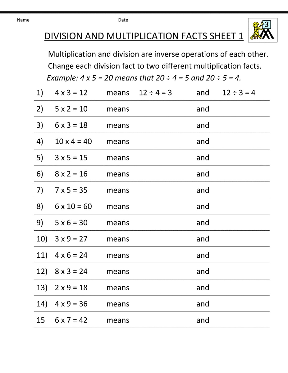 Free Printable Math Workbooks 3rd Grade
