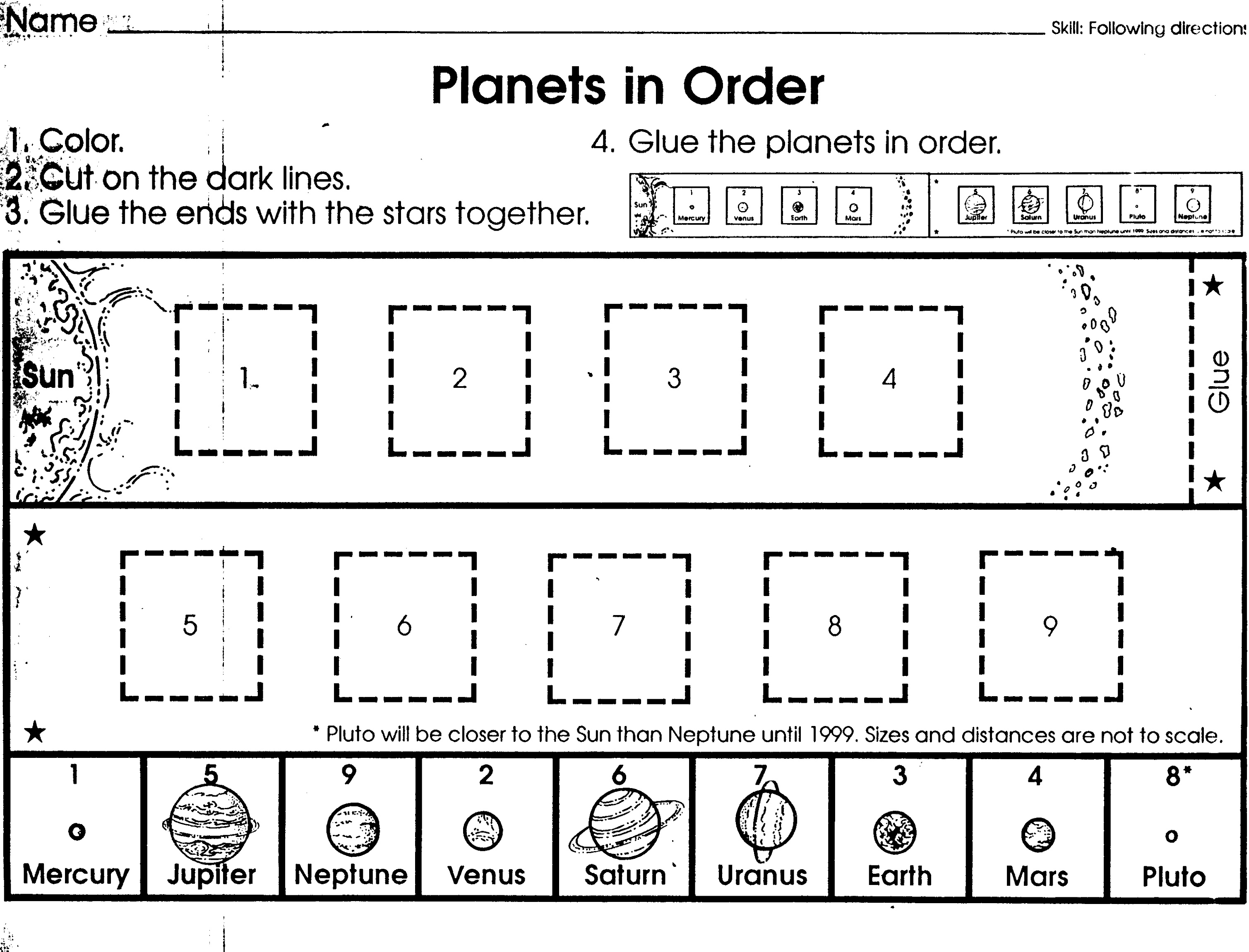 Free Science Worksheets Planet