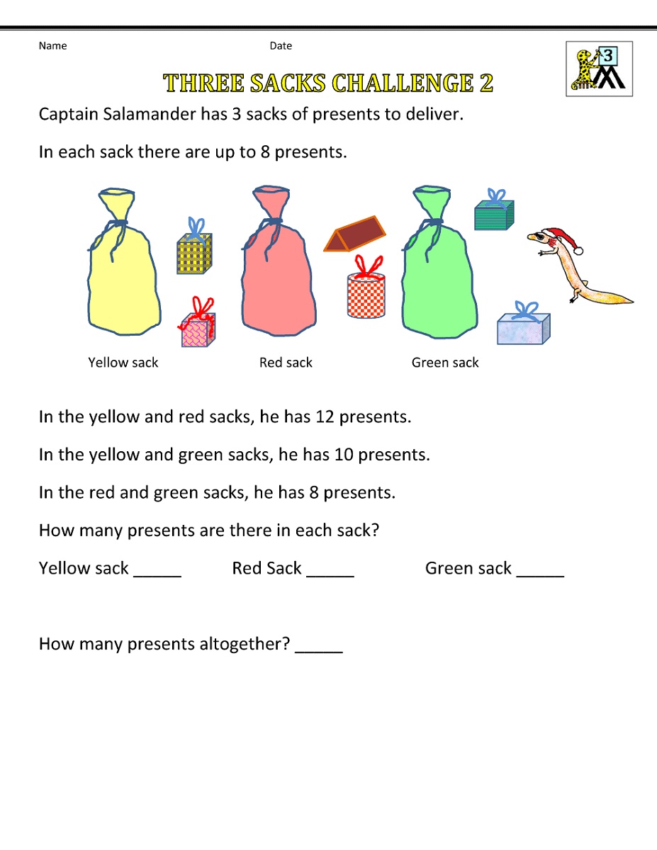 5th Grade Worksheets Christmas Math