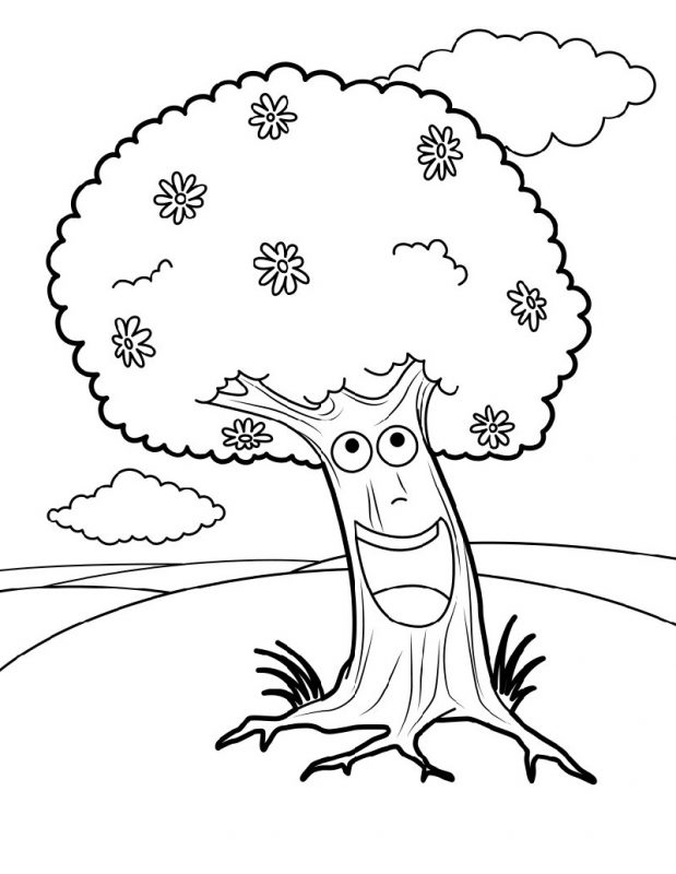 Tree Coloring Page K5 Worksheets