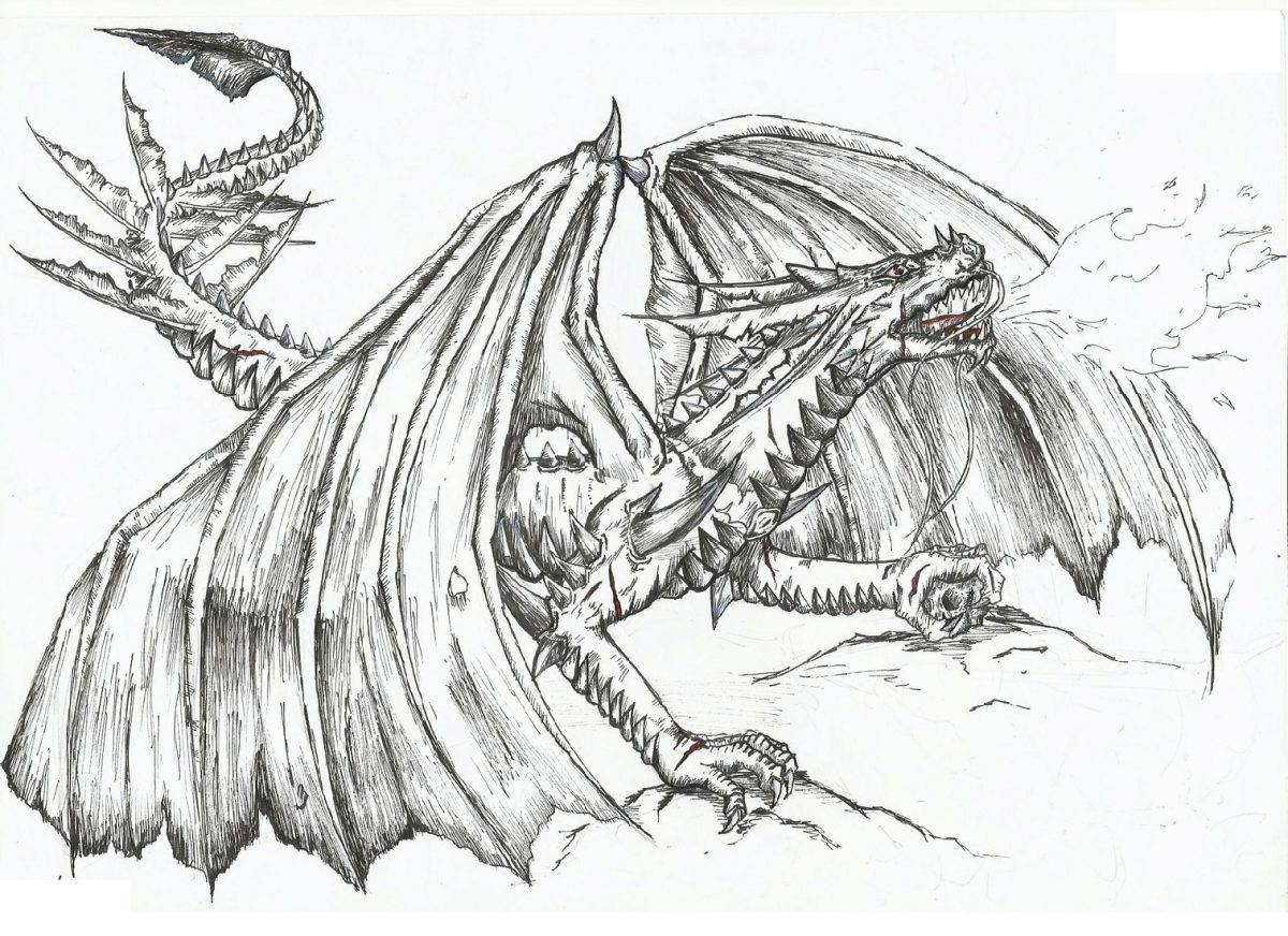 Realistic Dragon Coloring Pages Fire Breathing.
