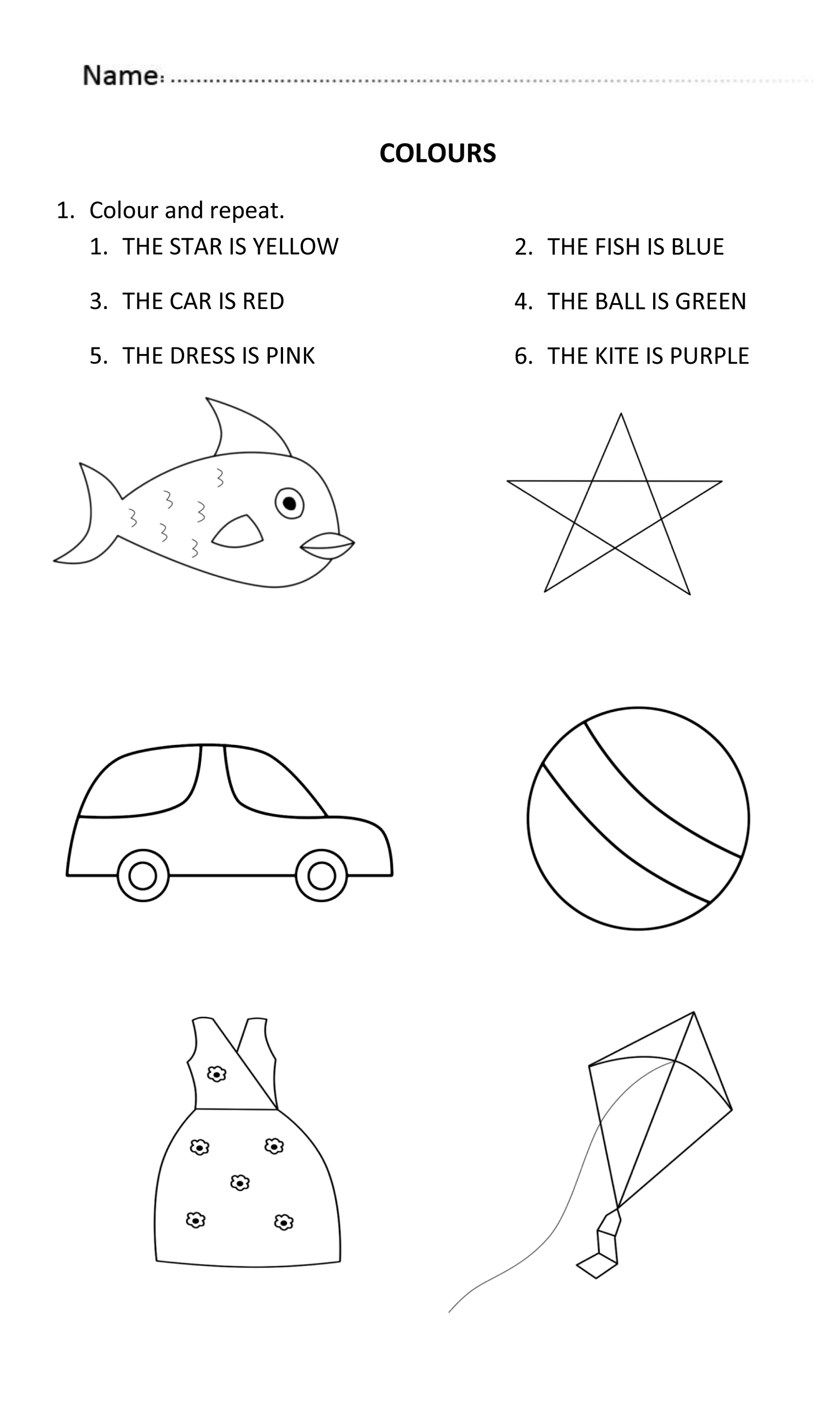 Worksheets For 6 Year Olds To Print Colours