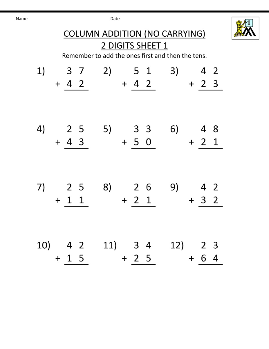 Year 2 Maths Worksheets Addition
