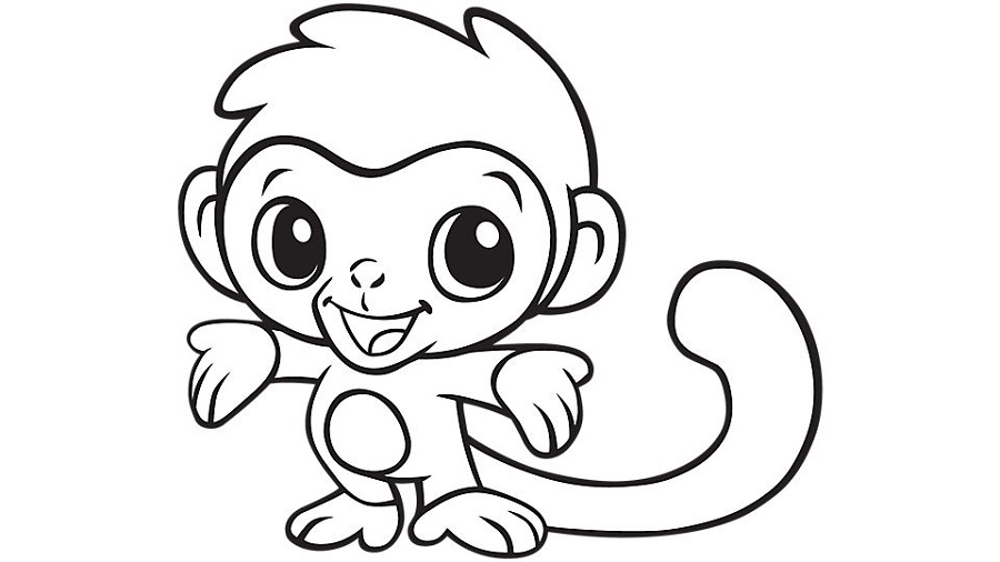Cute Baby Animal Coloring Pages Monkey