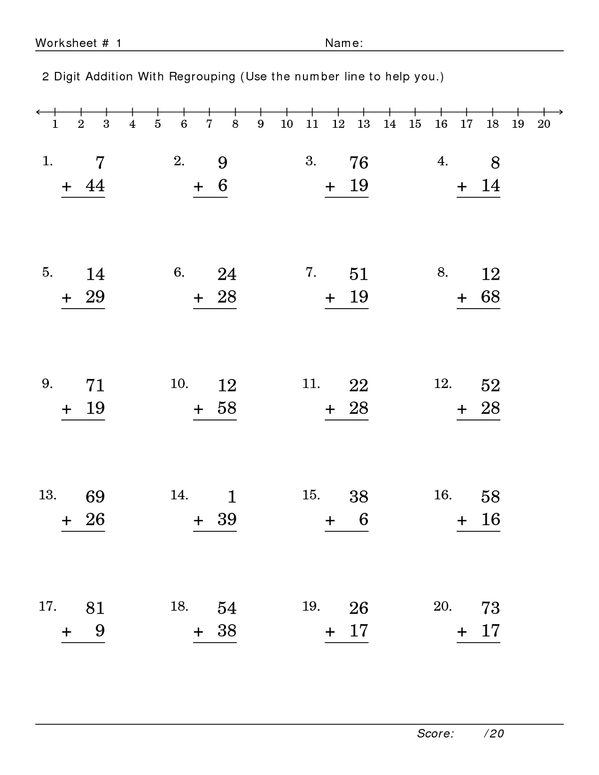 Free Elementary Math Worksheets Addition