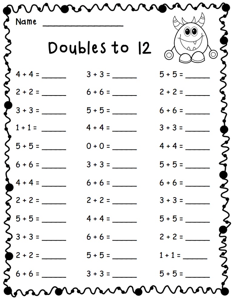Maths For 6 Year Olds Worksheets Doubles