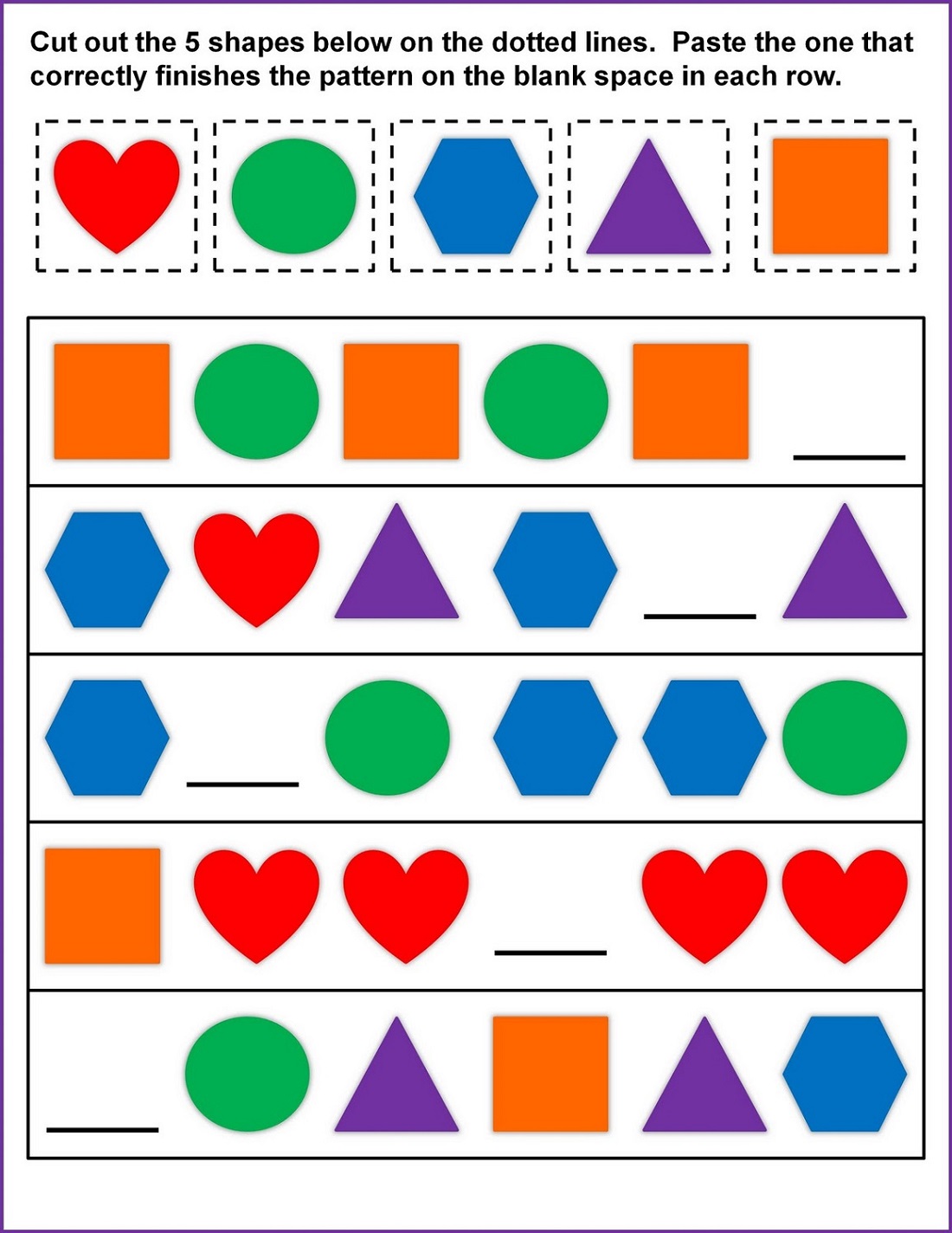 Simple Math Worksheets Printable Pattern