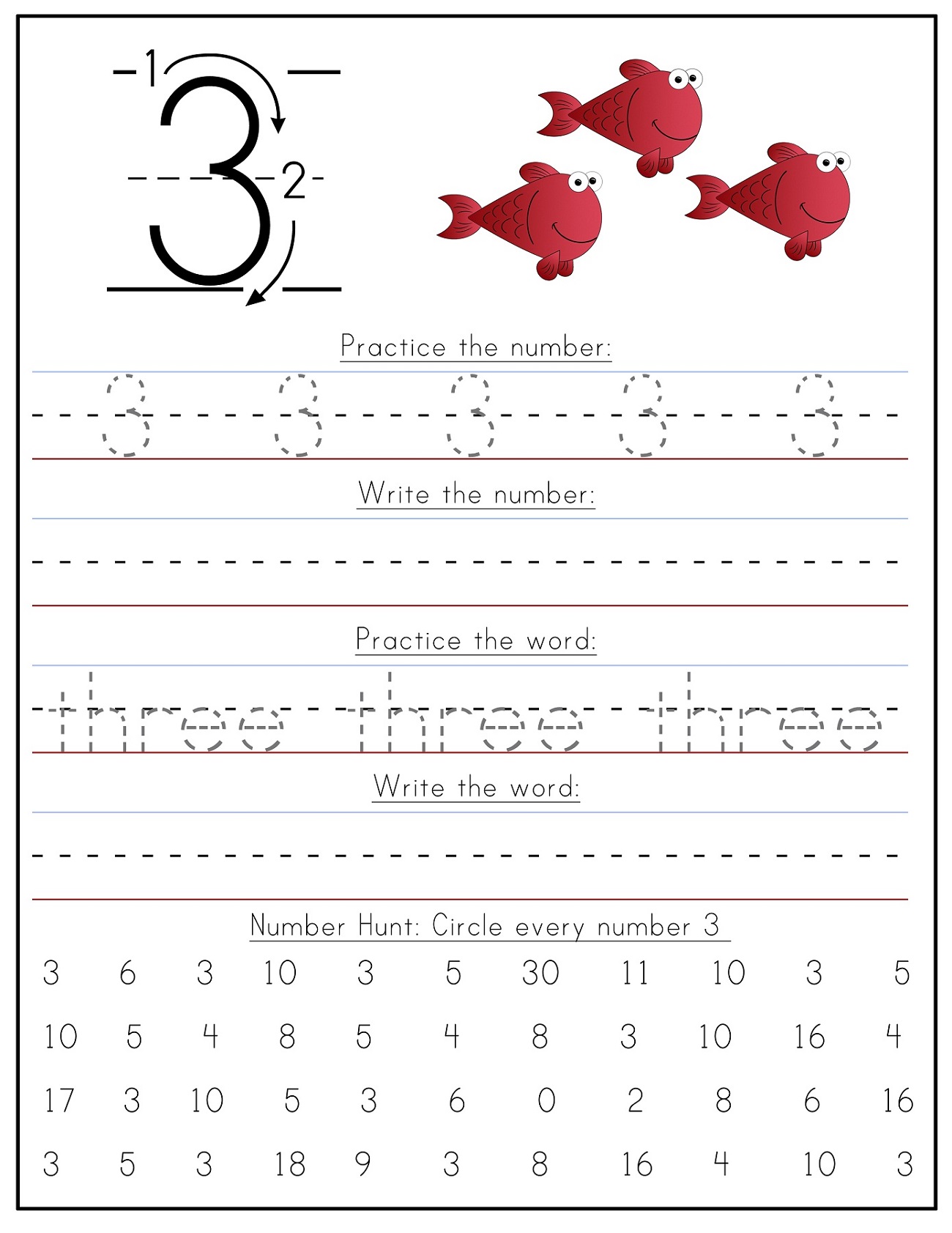 Activity Sheets For 5 Year Olds Writing Numbers
