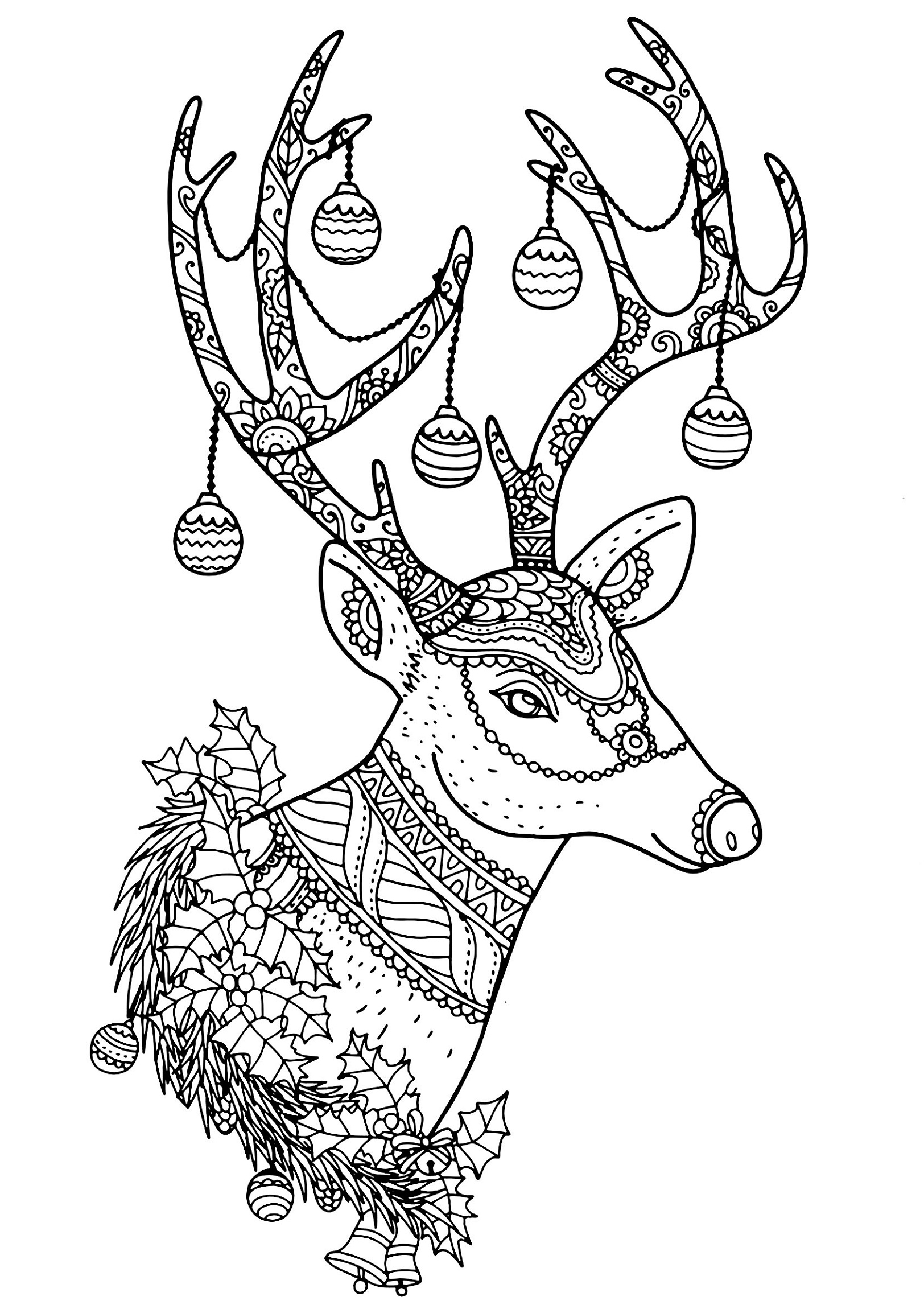 Christmas Coloring Pages For Adults Reindeer