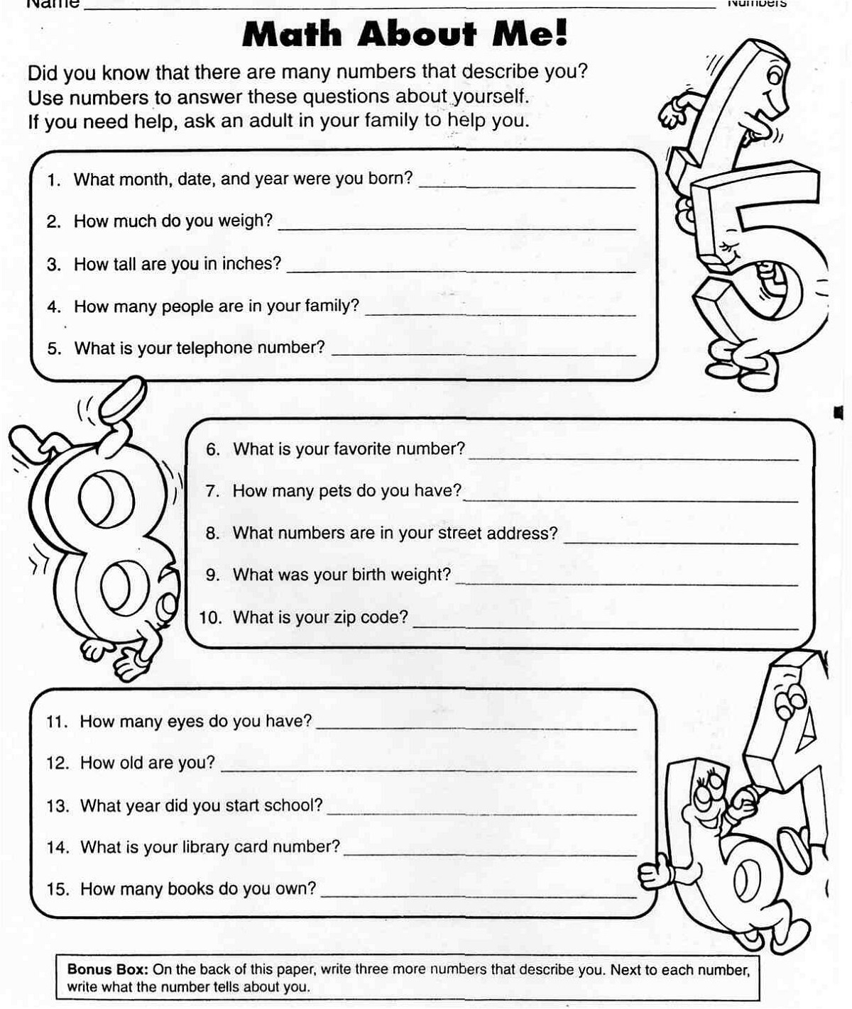 Free Printable Worksheets For Elementary Students Math