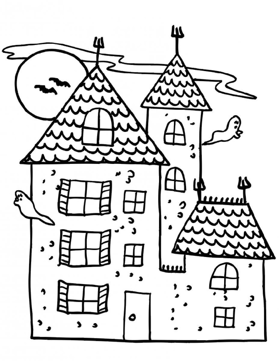 House Coloring Pages Haunted