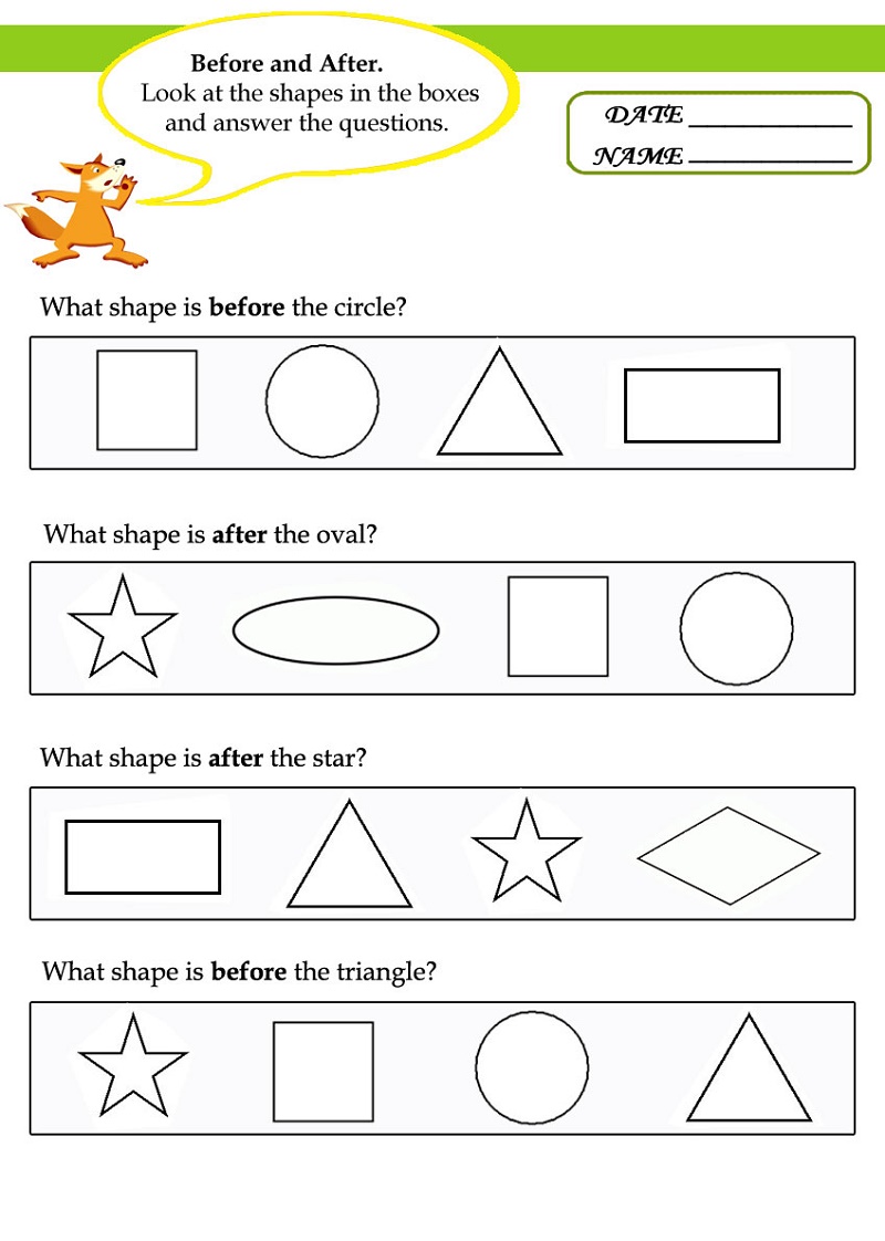 Kids Learning Worksheets Before And After