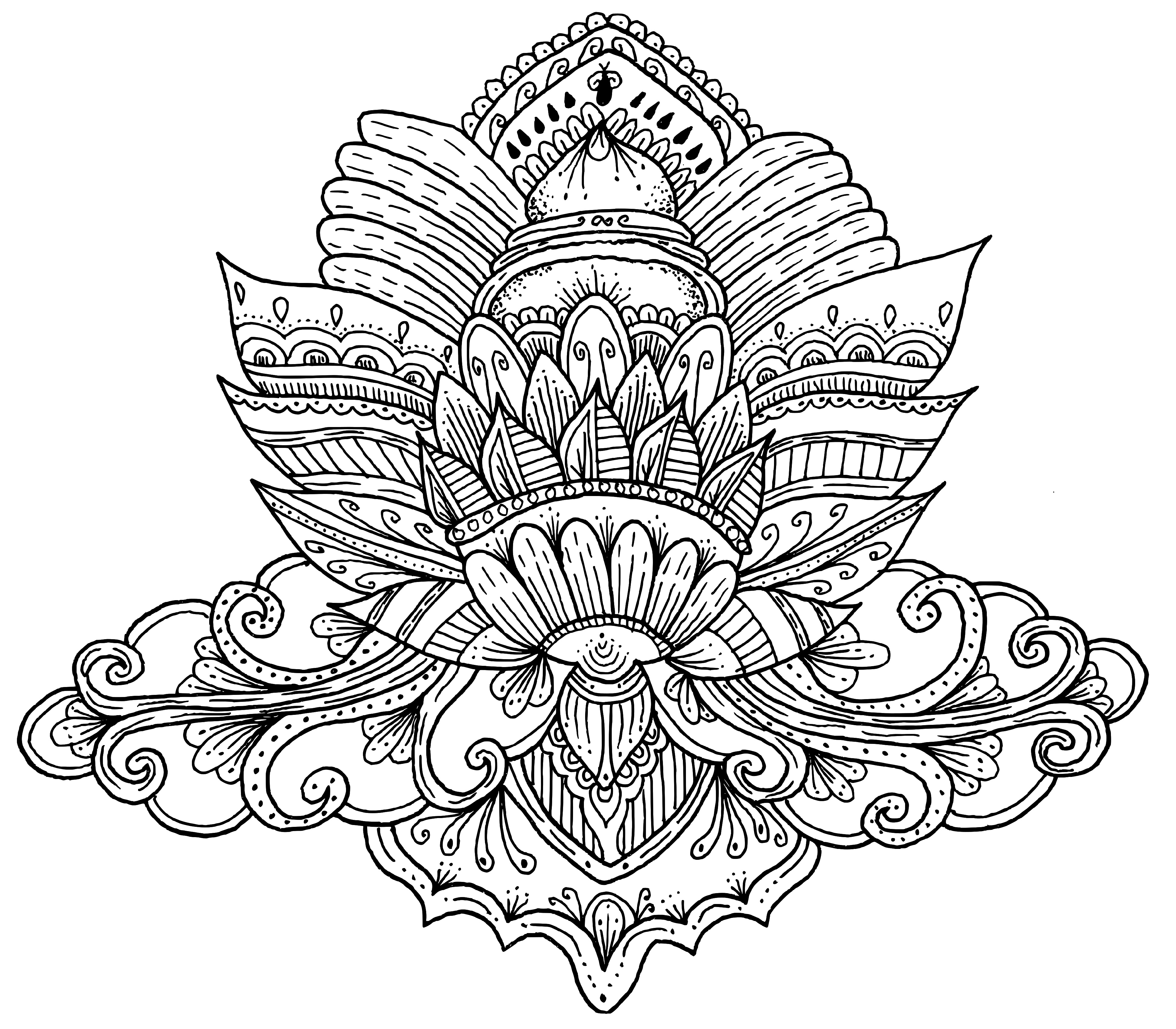 Lotus Flower Coloring Page For Adults