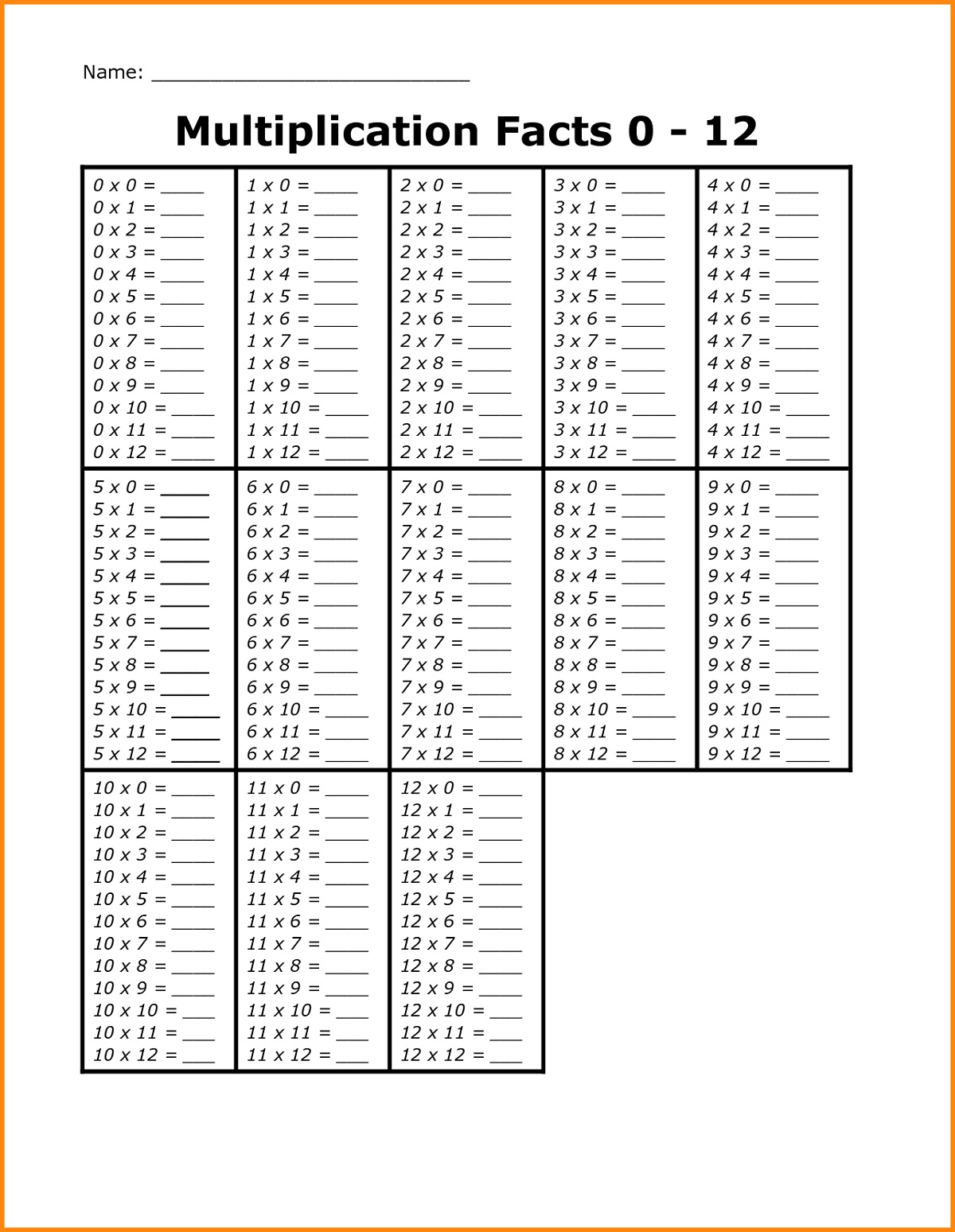 Math Worksheets To Print Out Multiplication