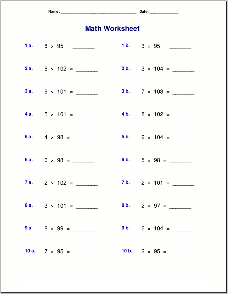 Year 5 Maths Worksheets Multiplication