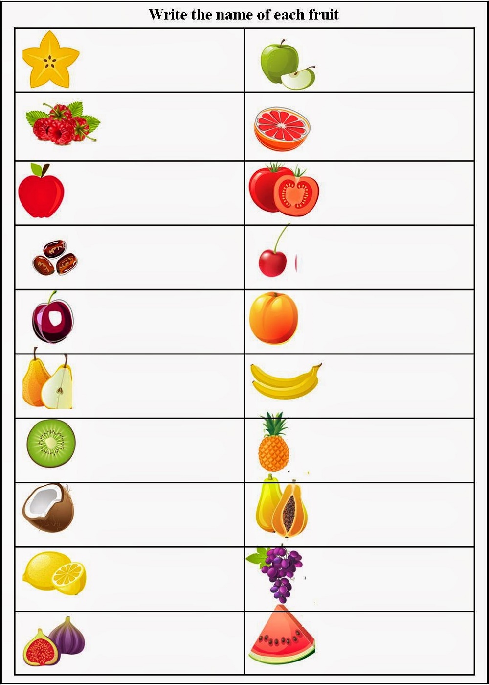 Activity Worksheets For Kids Fruit
