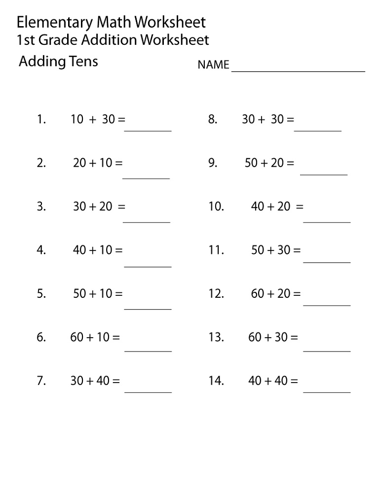 Free Online Math Worksheets 1st Grade
