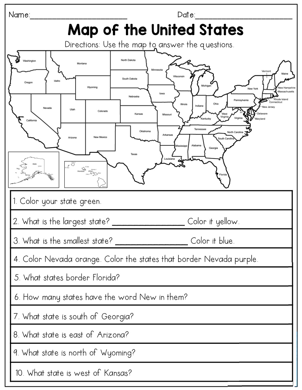 Geography Worksheets Map