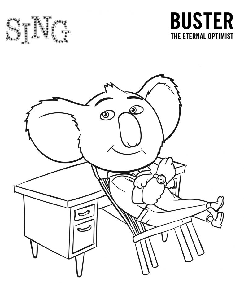 Sing Movie Coloring Page Buster