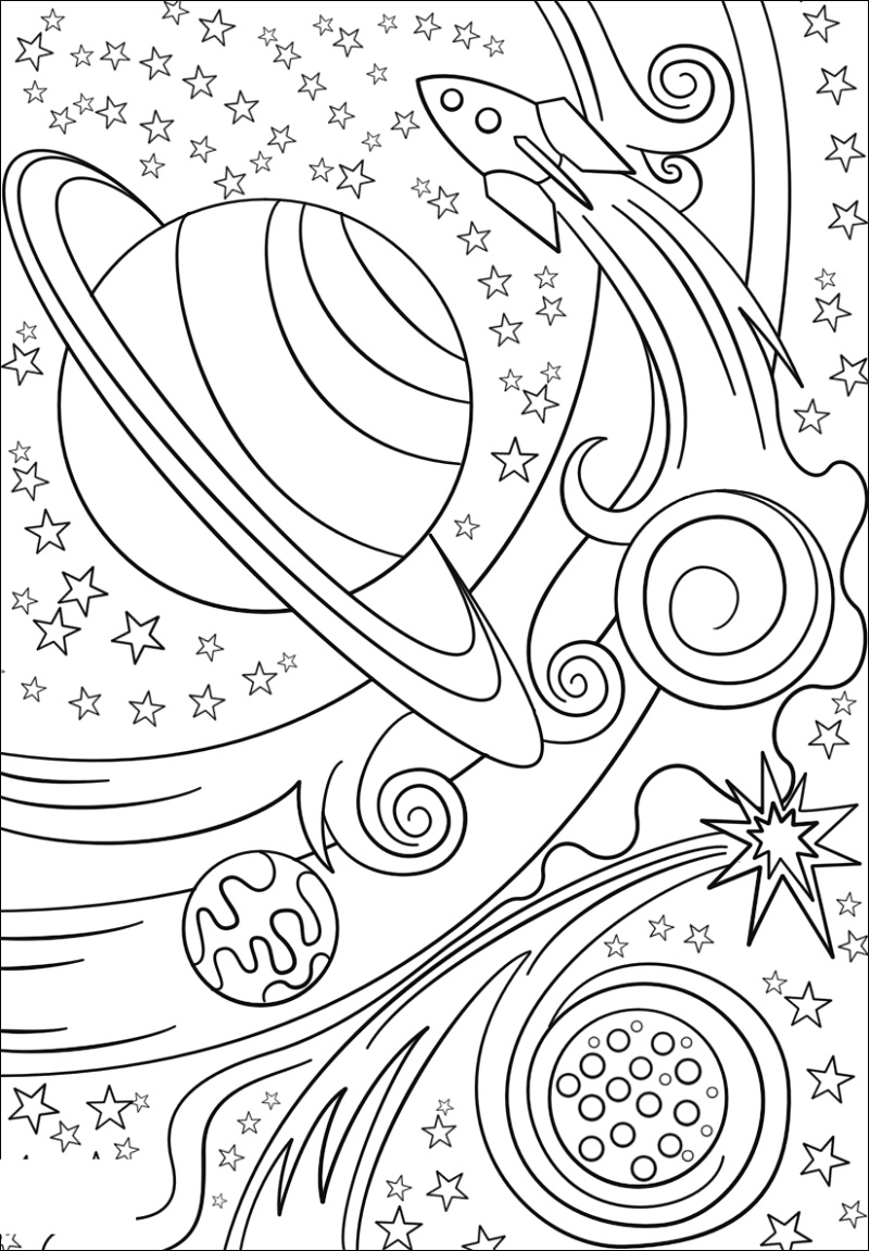 Space Coloring Pages Rocket And Planets