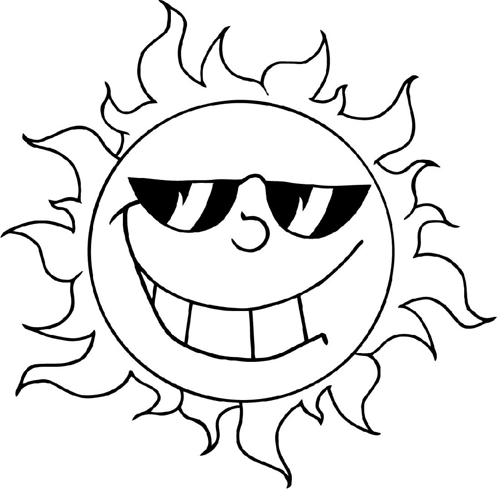 Sun Coloring Page With Sunglasses