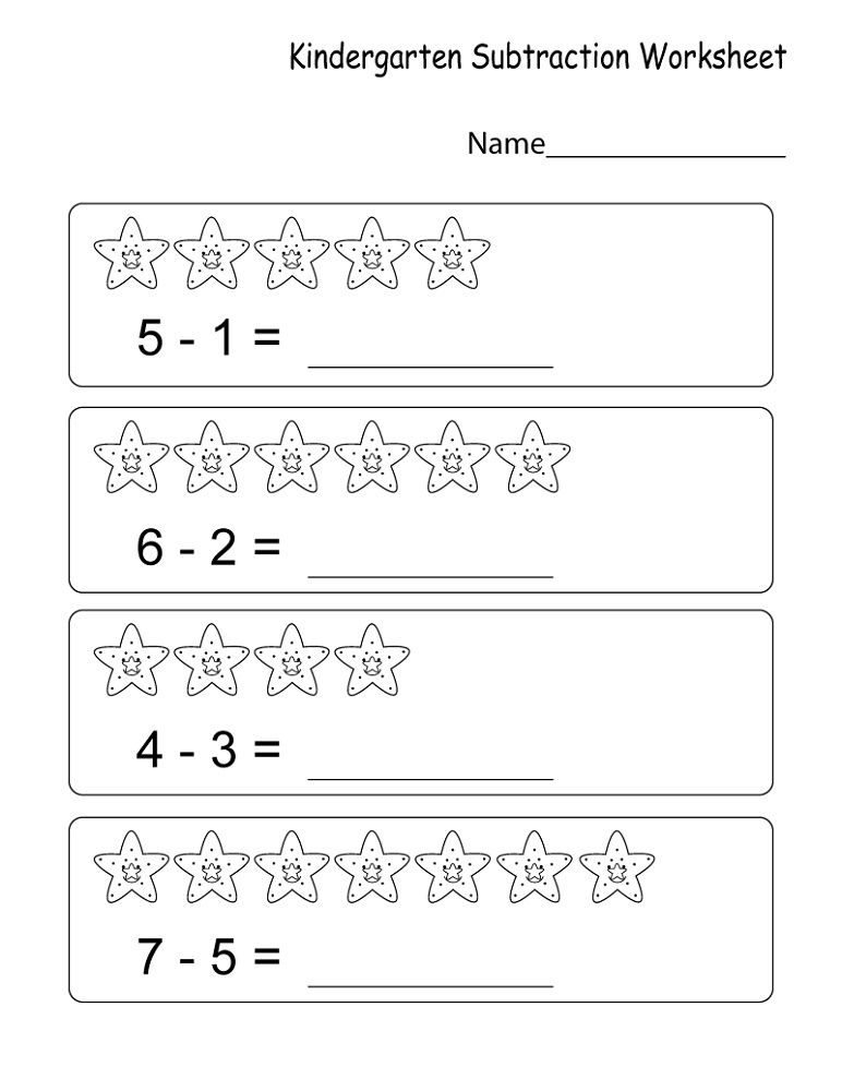 Free Kindergarten Math Worksheets Subtraction